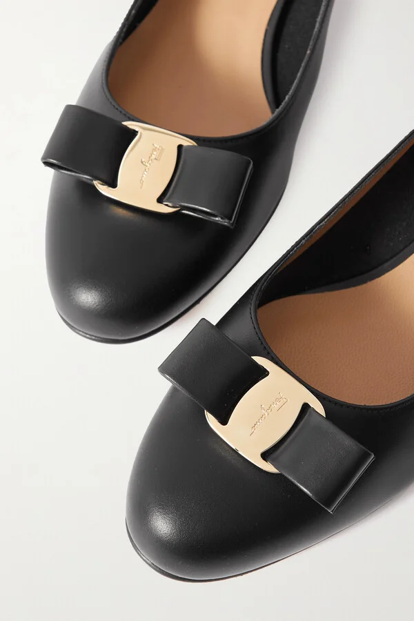 Ferragamo - Vara Bow-embellished Leather Pumps - Black - Image 4