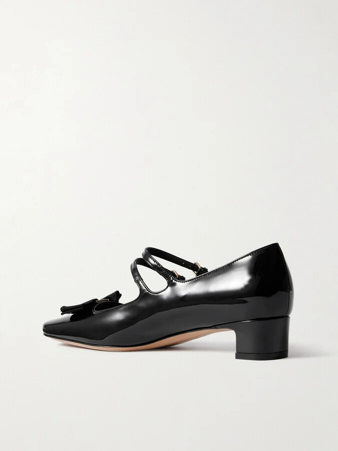 Ferragamo - Vara Bow-embellished Patent-leather Mary Jane Pumps - Black - Image 3
