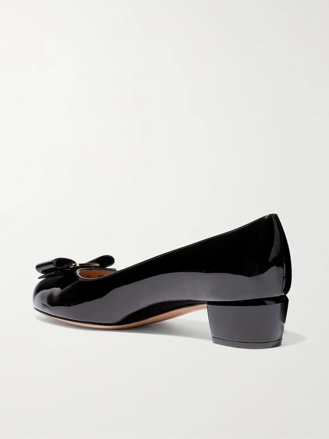 Ferragamo - Vara Bow-embellished Patent-leather Pumps - Black - Image 3