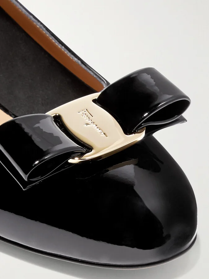 Ferragamo - Vara Bow-embellished Patent-leather Pumps - Black - Image 5