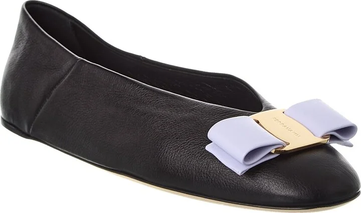 Ferragamo Vara Bow Leather Ballet Flat