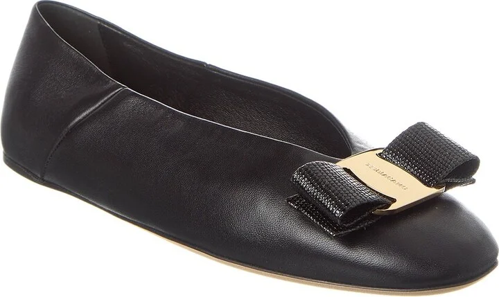 Ferragamo Vara Bow Leather Ballet Flat