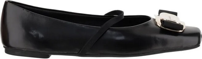 Ferragamo Vara Bow Square-Toe Ballet Shoes