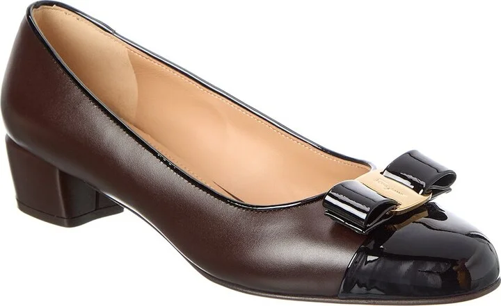Ferragamo Vara Leather & Patent Pump