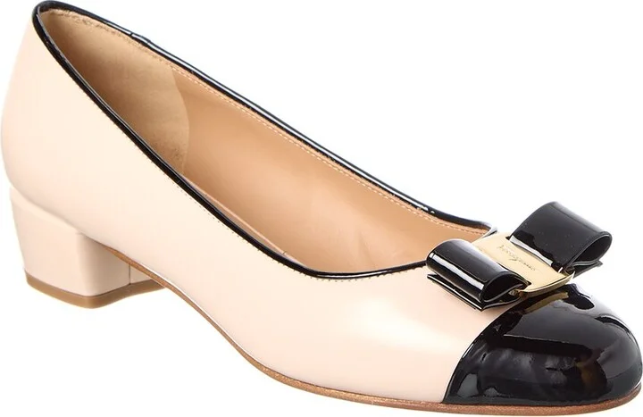 Ferragamo Vara Leather & Patent Pump
