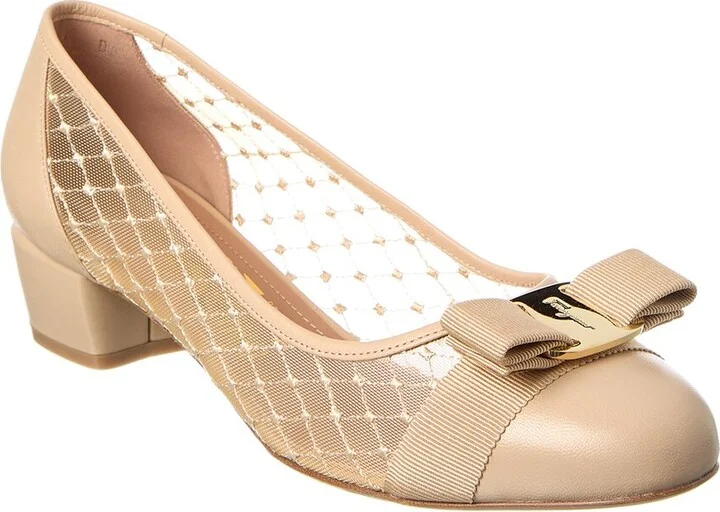 Ferragamo Vara Mesh & Leather Pump