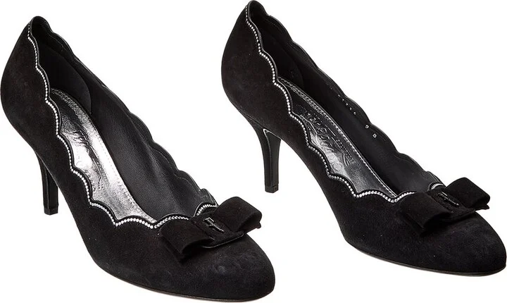 Ferragamo Vara Studded Suede Pump (Authentic Pre-Loved)