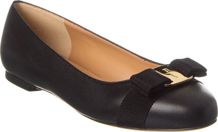 Ferragamo Varina Leather Ballet Flat