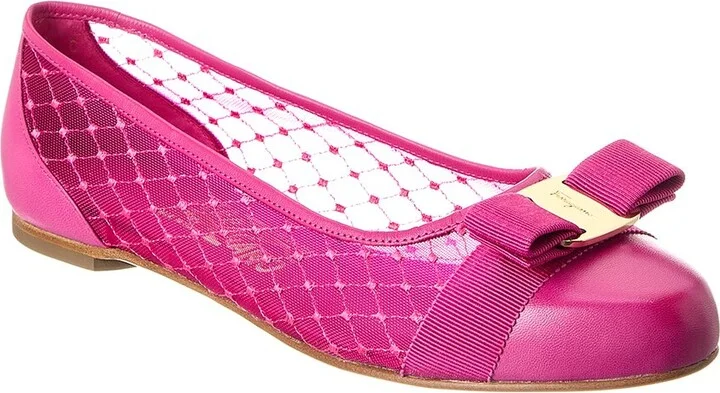 Ferragamo Varina Mesh & Leather Flat