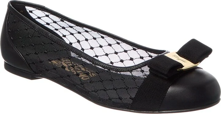 Ferragamo Varina Mesh & Leather Flat