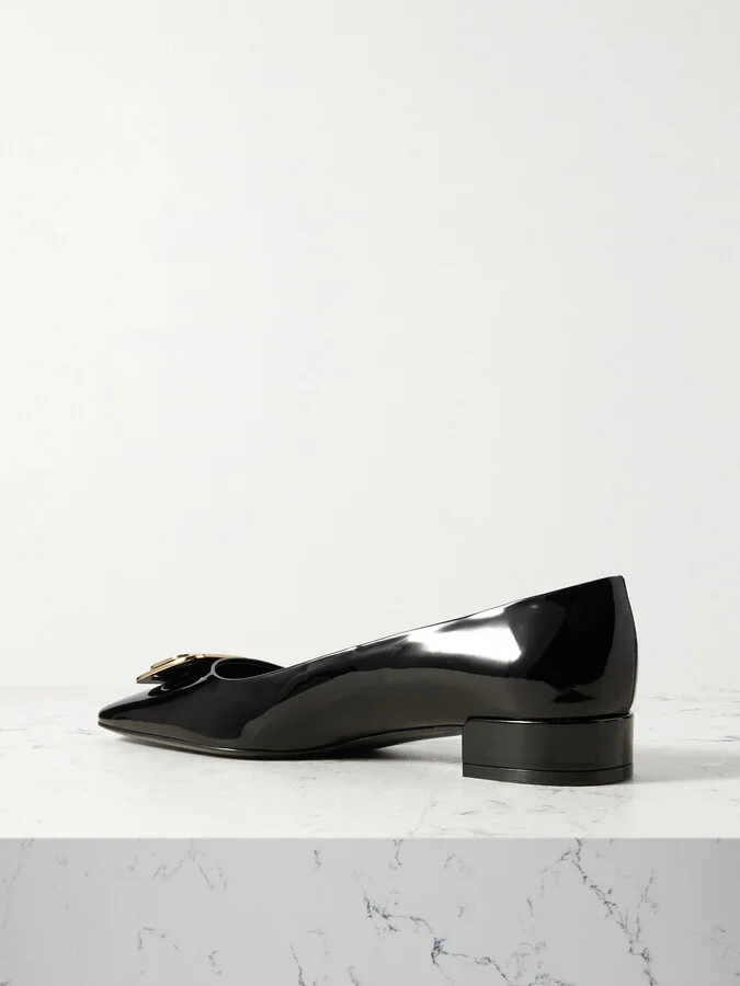 Ferragamo - Venera Patent-leather Ballet Flats - Black - Image 3