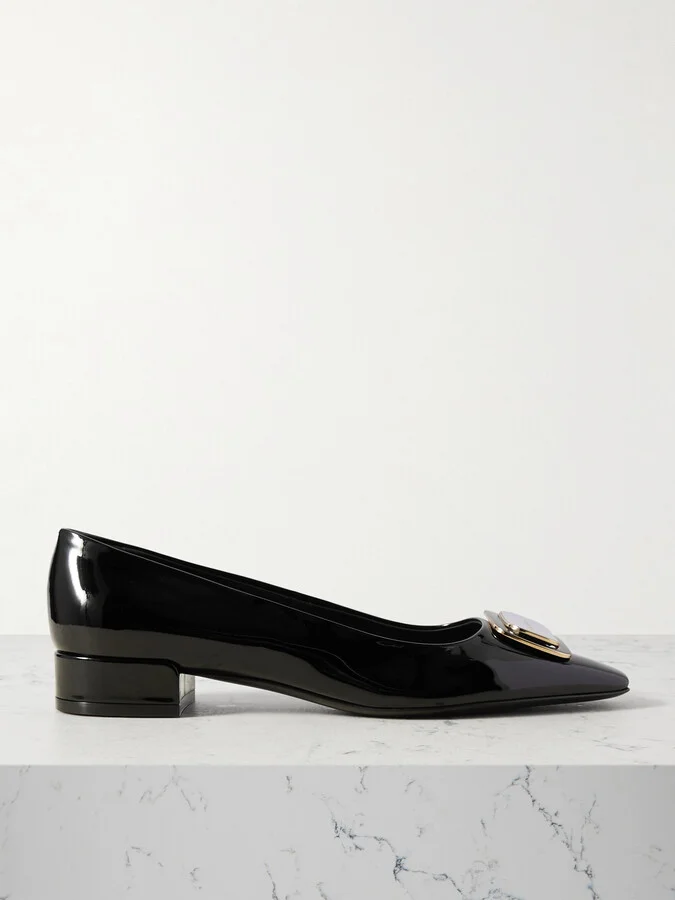 Ferragamo - Venera Patent-leather Ballet Flats - Black