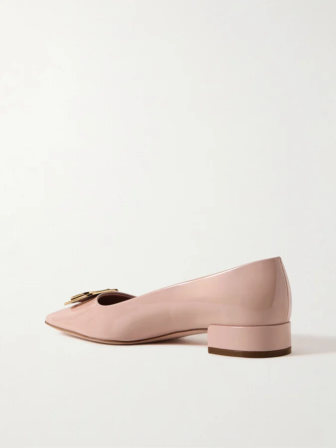 Ferragamo - Venera Patent-leather Ballet Flats - Pink - Image 3