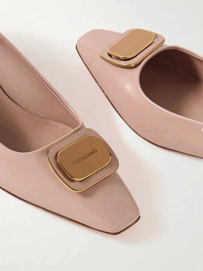 Ferragamo - Venera Patent-leather Ballet Flats - Pink - Image 4