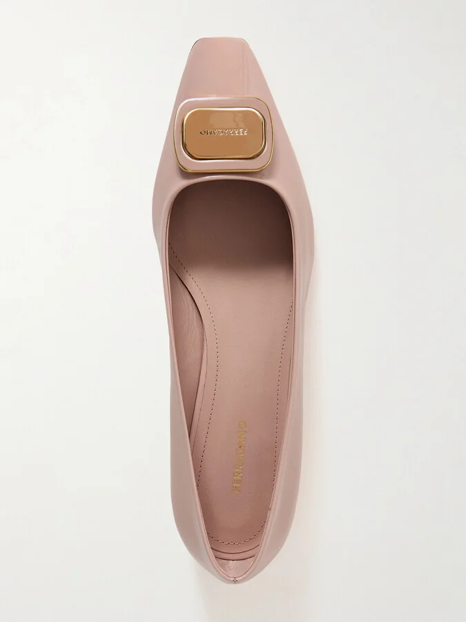 Ferragamo - Venera Patent-leather Ballet Flats - Pink - Image 5