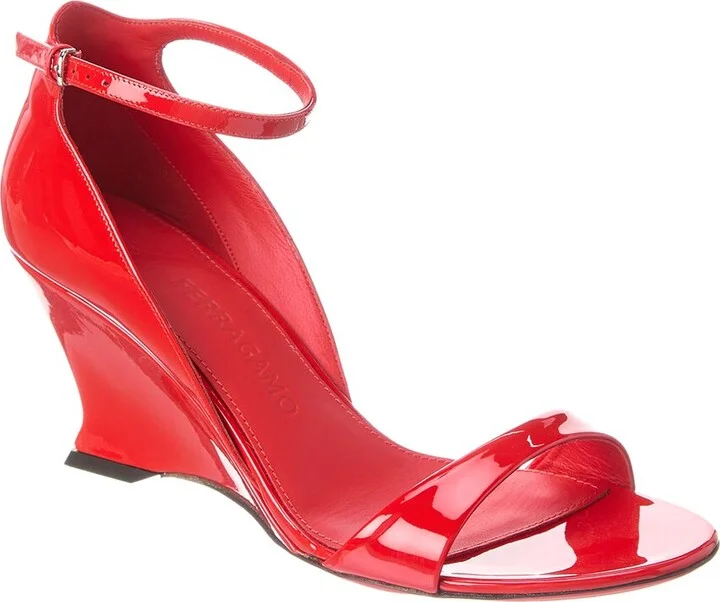 Ferragamo Vidette Leather Wedge Sandal