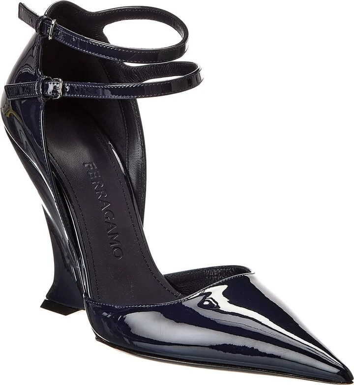 Ferragamo Vidya Patent Wedge Pump
