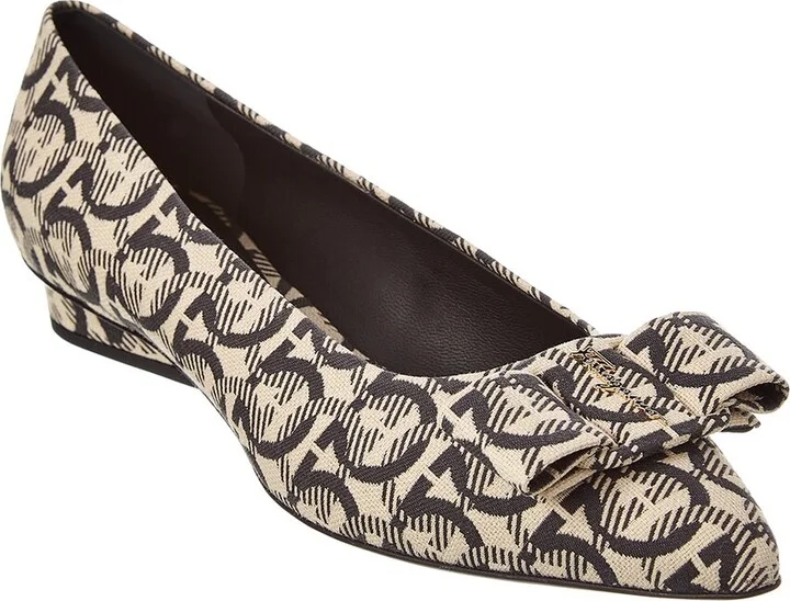 Ferragamo Viva Gancini Canvas Flat