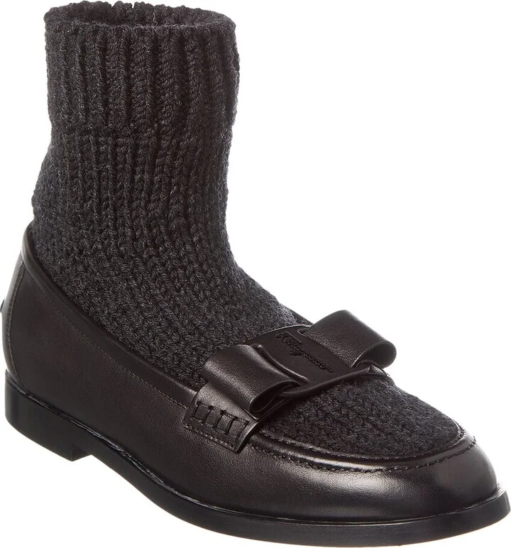 Ferragamo Vivaldo Knit & Leather Loafer