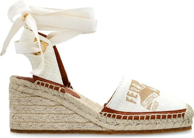 Ferragamo Wedge Heel Logo-Jacquard Espadrilles