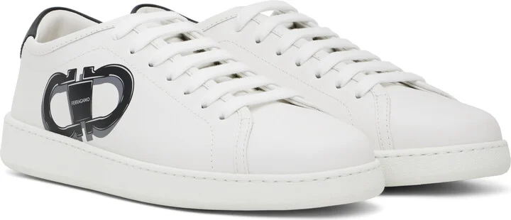 Ferragamo White Double Gancini Sneakers - Image 4