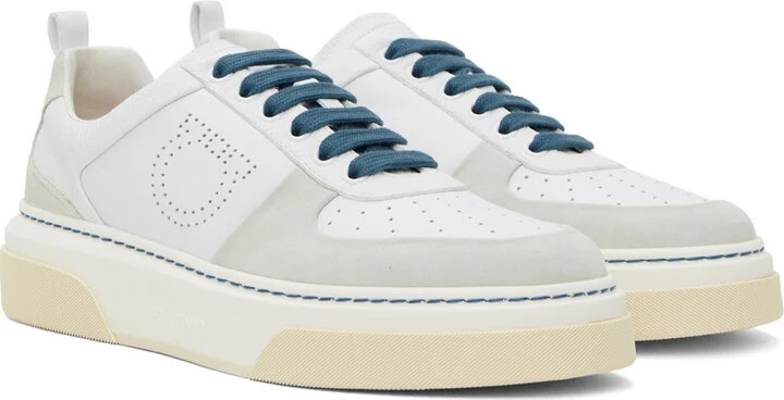 Ferragamo White Leather Sneakers - Image 4