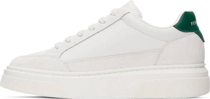 Ferragamo White Low Cut Gancini Outline Sneakers - Image 3