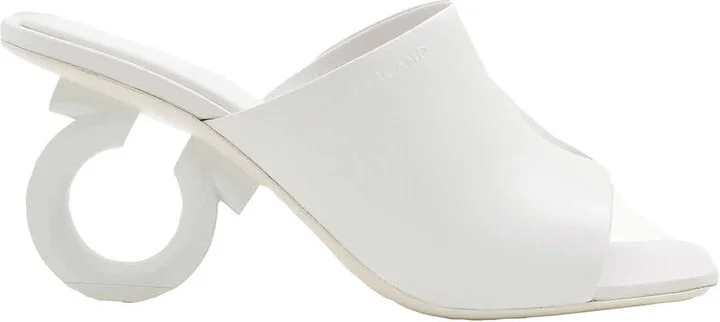 Ferragamo White Nappa Astro 70 Elinda Slide Sandals