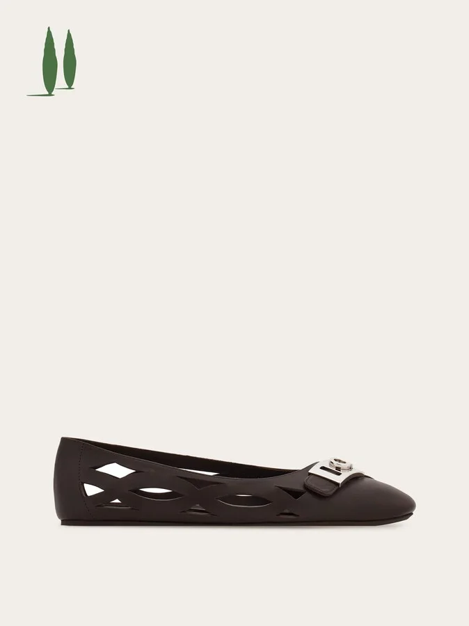 Ferragamo Women Back to Earth - Hug buckle ballet flat Brown
