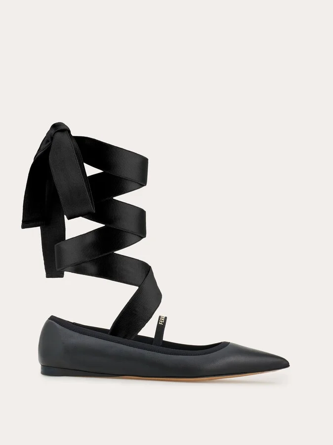 Ferragamo Women Ballet flat with ankle ribbon Black
