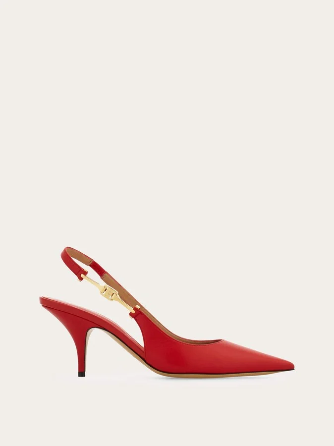 Ferragamo Women F buckle slingback pump Red