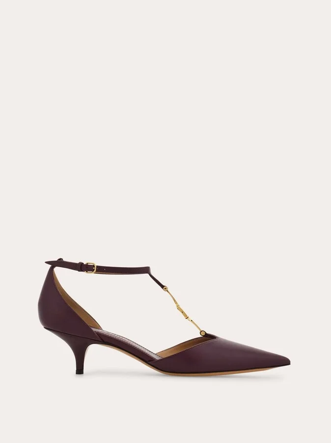 Ferragamo Women F buckle T-strap pump Red
