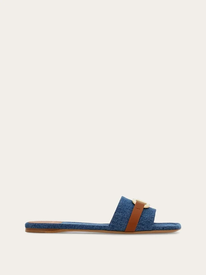 Ferragamo Women Gancini buckle slide Blue