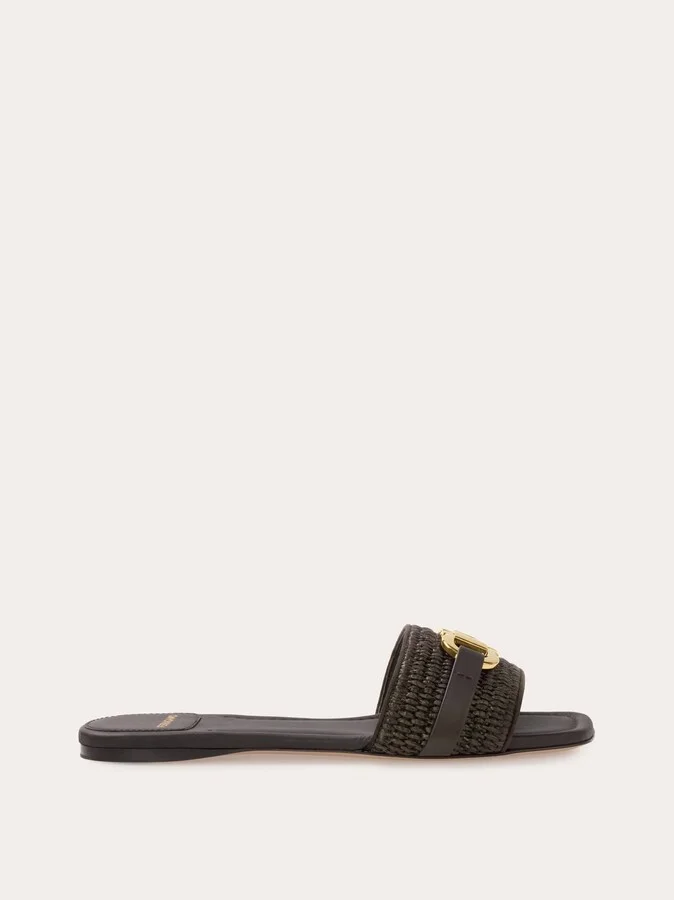 Ferragamo Women Gancini buckle slide Brown