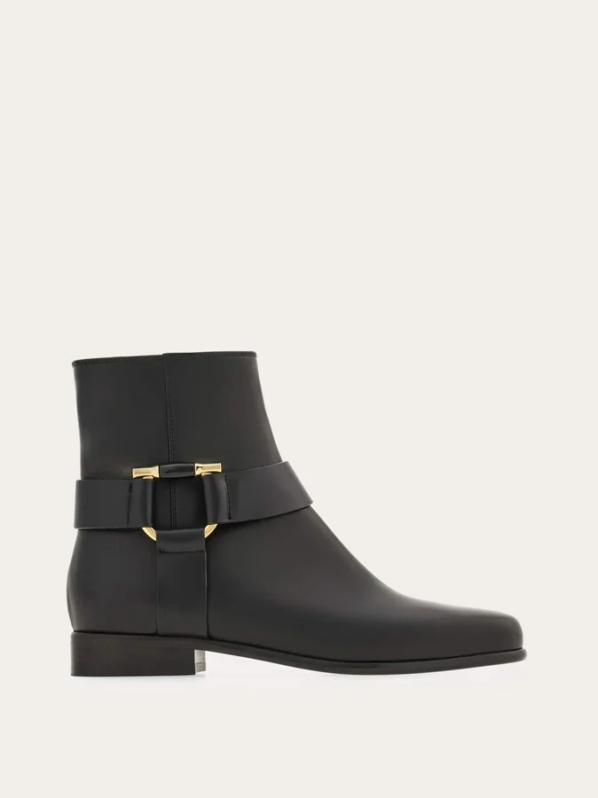 Ferragamo Women Gancini ornament ankle boot Black
