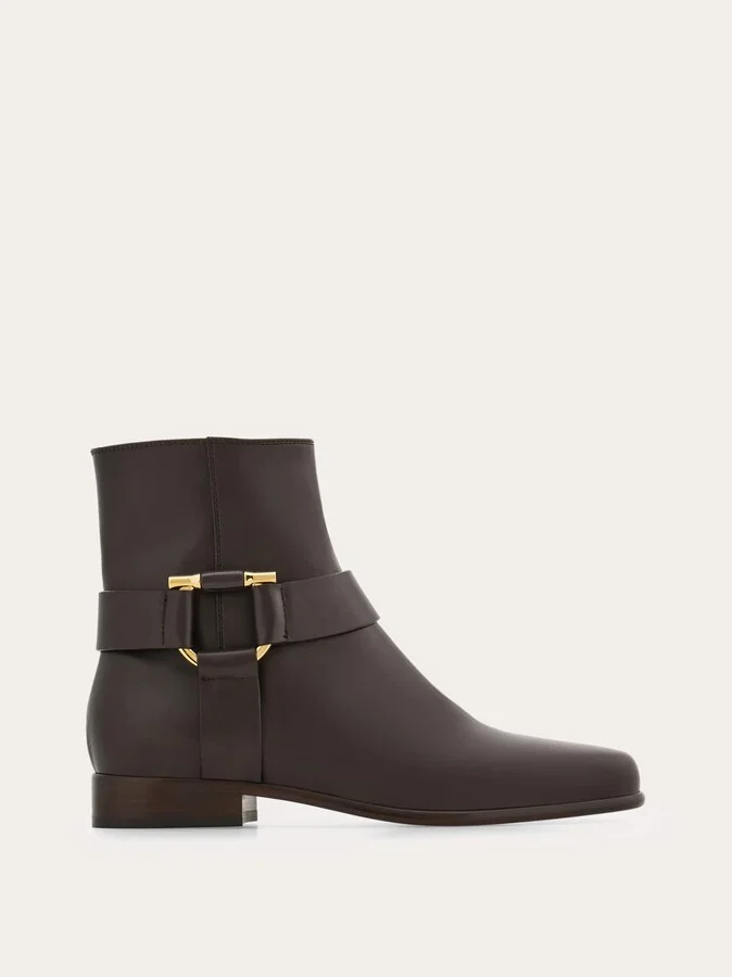 Ferragamo Women Gancini ornament ankle boot Brown
