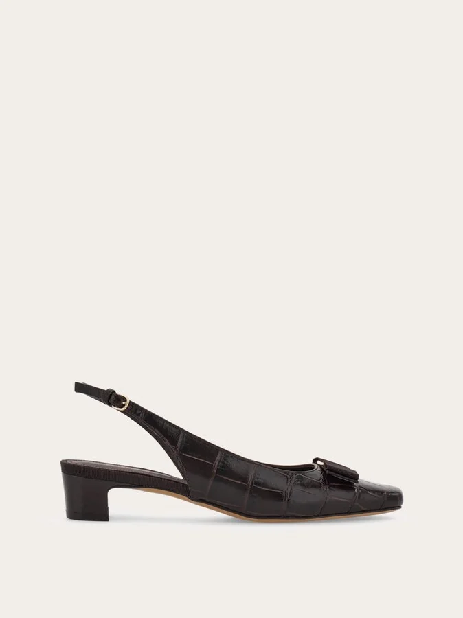 Ferragamo Women Iconic bow slingback Brown
