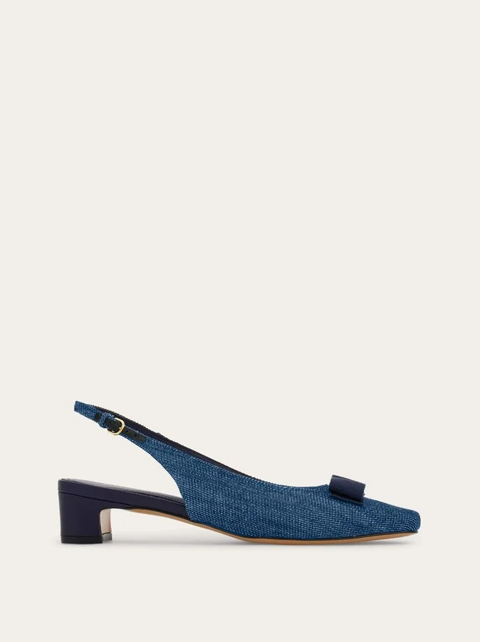 Ferragamo Women Iconic bow slingback pump Blue