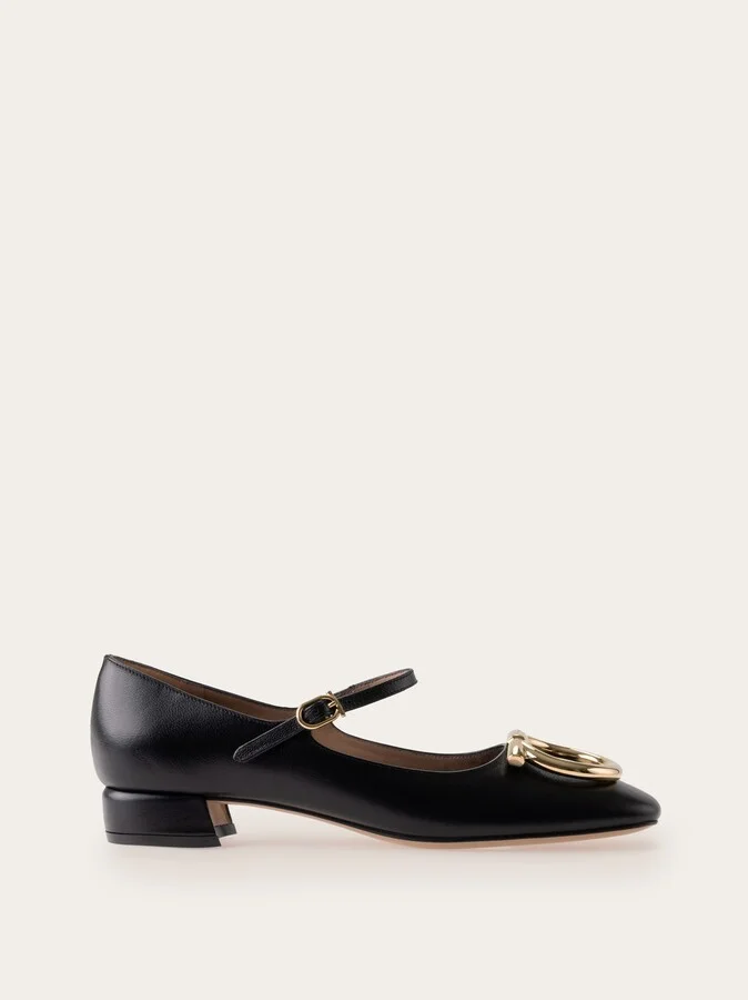 Ferragamo Women Maxi Gancini Mary Jane Black