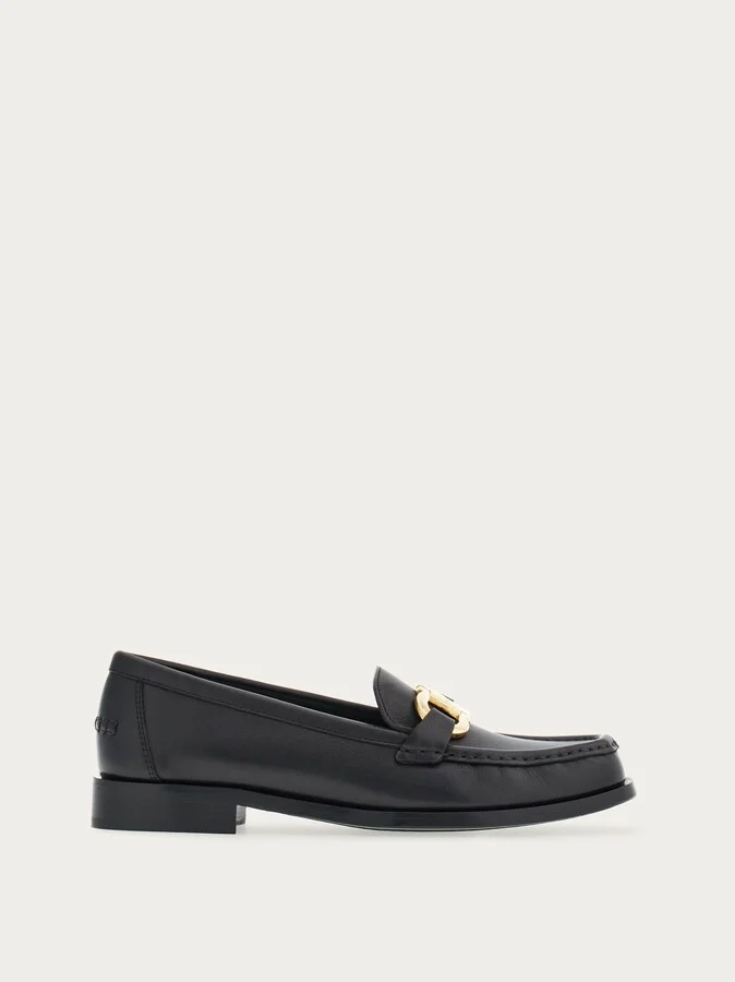 Ferragamo Women Moccasin with Gancini ornament Black