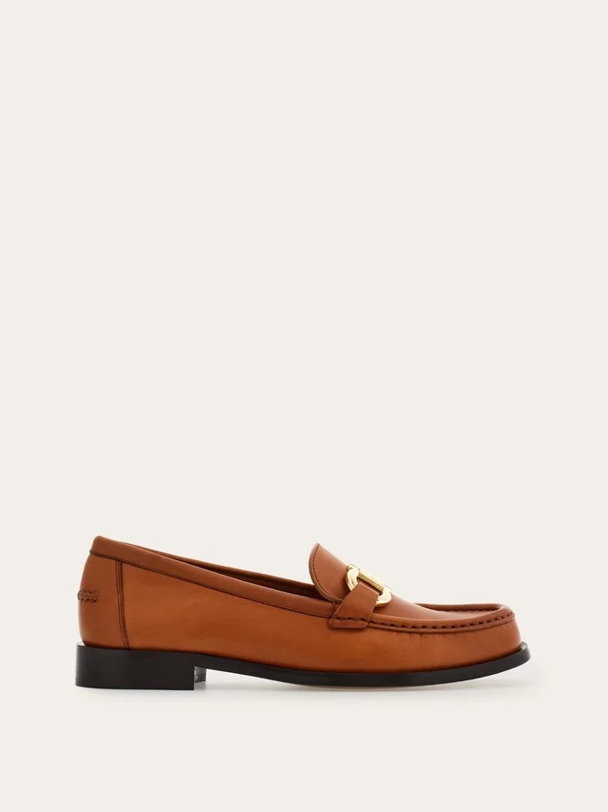 Ferragamo Women Moccasin with Gancini ornament Brown