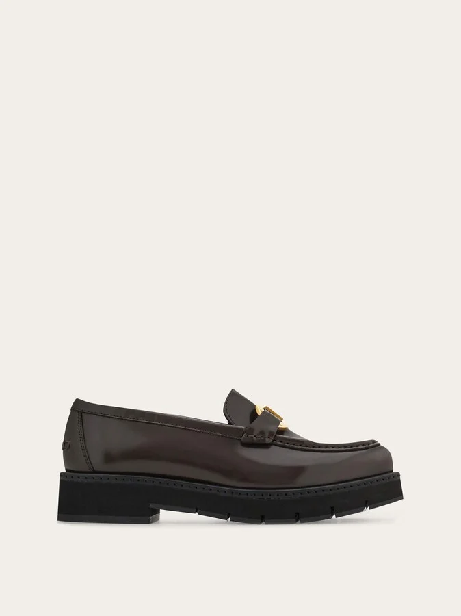 Ferragamo Women Moccasin with Gancini ornament Brown
