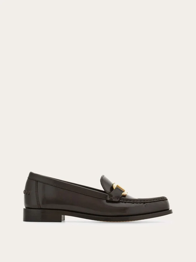 Ferragamo Women Moccasin with Gancini ornament Brown