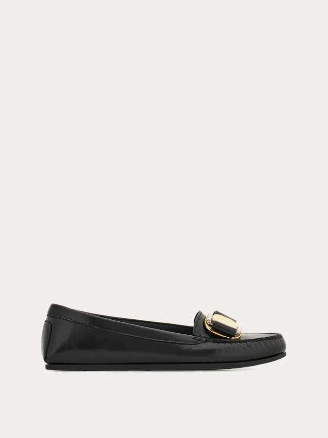 Ferragamo Women New Vara crystal driver loafer Black