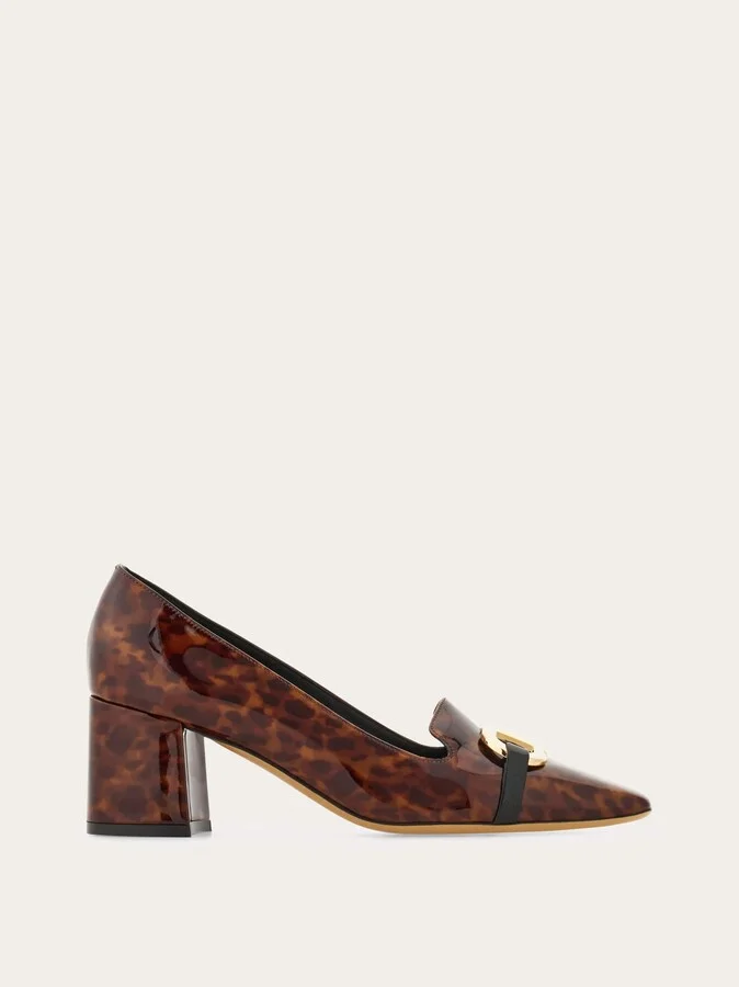 Ferragamo Women Pump with Gancini ornament Brown