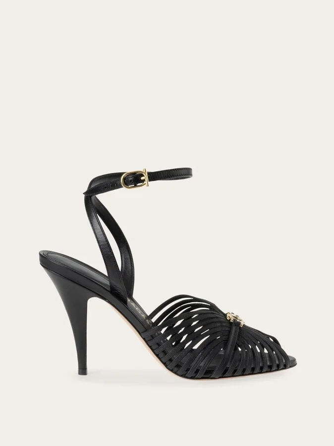 Ferragamo Women Sandal with Gancini element Black