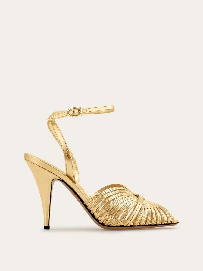 Ferragamo Women Sandal with Gancini element Gold
