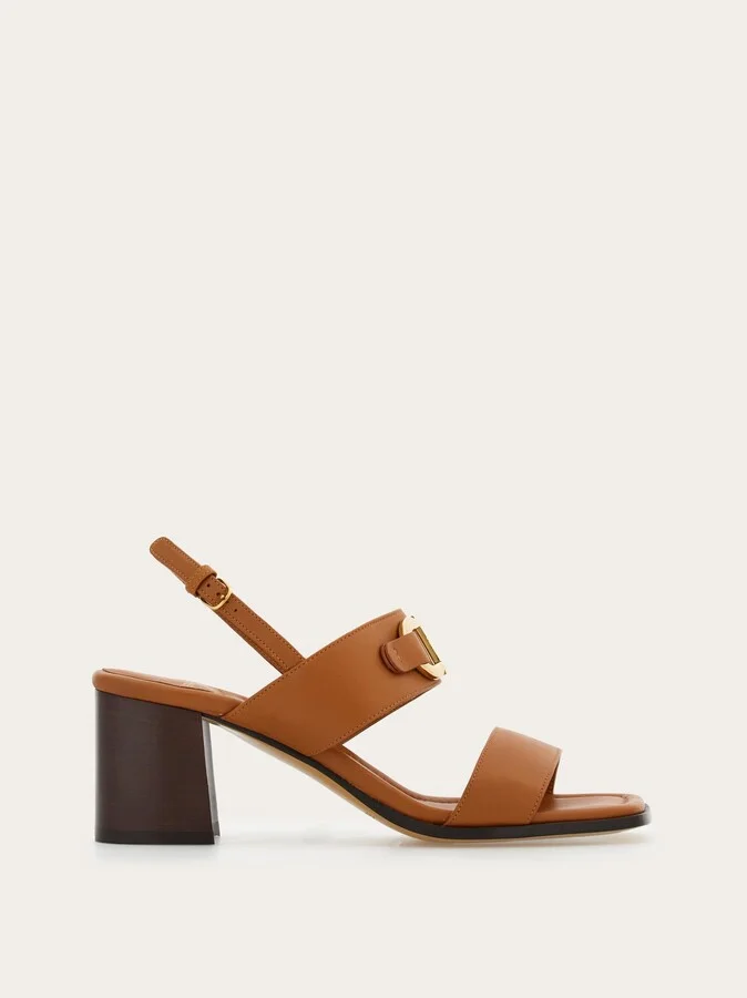Ferragamo Women Sandal with Gancini ornament Brown