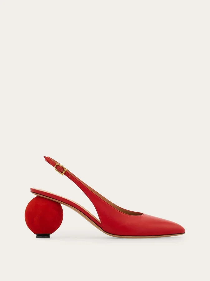 Ferragamo Women Spherical heel slingback pump Red