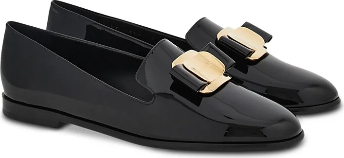 Ferragamo Women's Bow Patent Leather Loafers